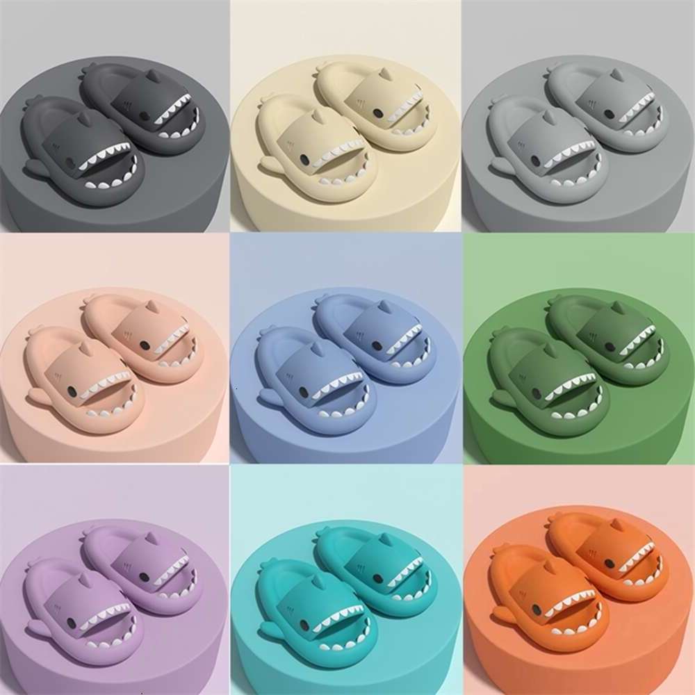Women Man Shark Slippers 2022 Summer Home Anti-skid Solid Color Couple Parents Kids Outdoor Cool Indoor Household Funny Slippers sandals platform sl