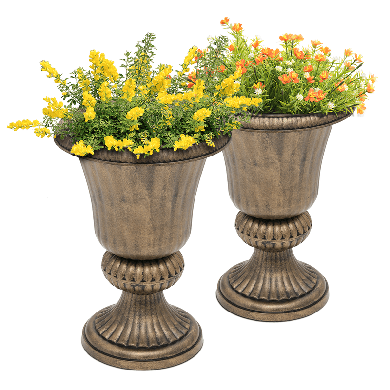 TEMU 20" Urn Planters For Outdoor Plants, Large Decorative Front Porch Planters Set Of 2, Tall Plastic Flower Pots For Garden, Patio & Entryway ,