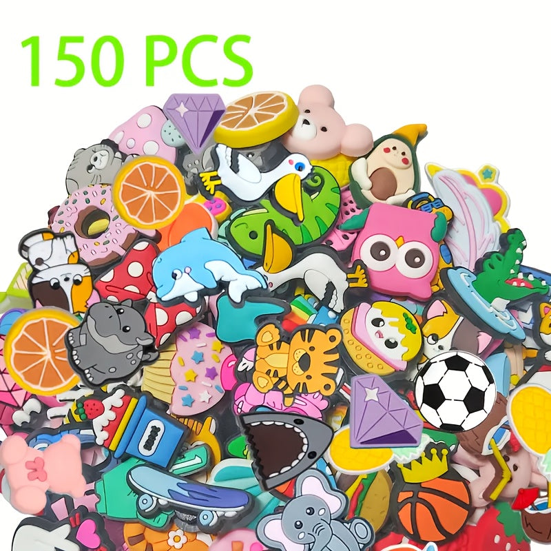 TEMU 40-100-120-150pcs Of Shoe Accessories -cute Animal And Food Pvc Shoe Decorations, Colorful Shoe Accessories Suitable For Sandals, Boots Jewelry,