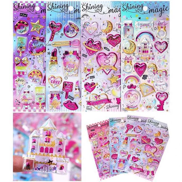Kids&#039; Toy Stickers Glitter Sequins Stickers Funny Shake Reusable 3D Puffy Bubble DIY Stickers Scrapbooking Classic Toy Kids Children Bi