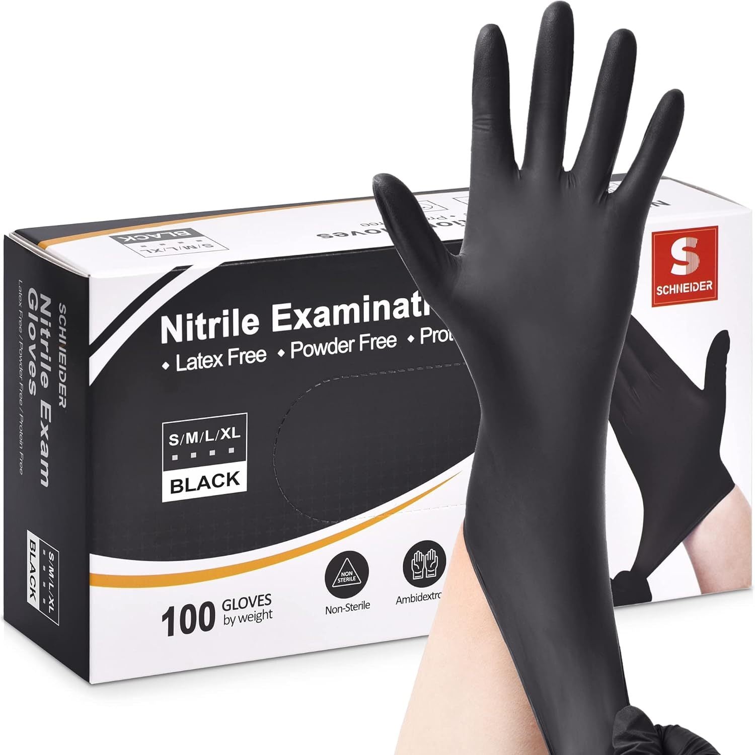 TEMU 100pcs 5mil Black Disposable Nitrile Gloves, Water Resistant, Powder-free, Latex-free, Non-sterile, Outdoor Household Cooking Cleaning Hair Nail