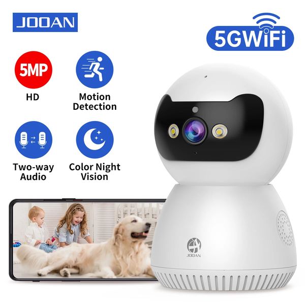 Jooan 5MP PTZ IP Camera 5G Wifi Baby Monitor Smart Home Monitoring Camera Automatic Tracking Color Night Safety CCTV Camera 240710