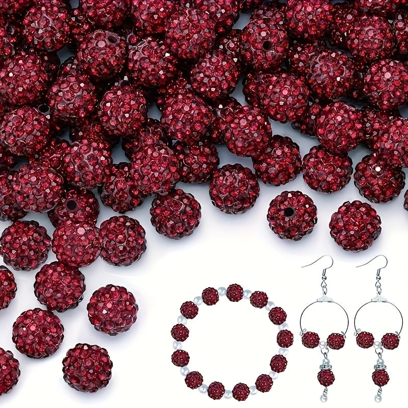 TEMU 100pcs Of 10-millimeter Beads Are Used For Jewelry Making. Shiny Round Shamballa Are In Bulk. Shiny For Christmas Bracelets, Baseball Necklaces,