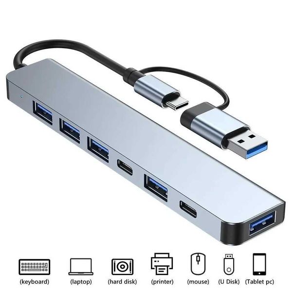 7-in-1 USB hub 3.0 multi port dock C-type splitter 5W PD adapter suitable for Lenovo Macbook Pro computer accessories CL240905