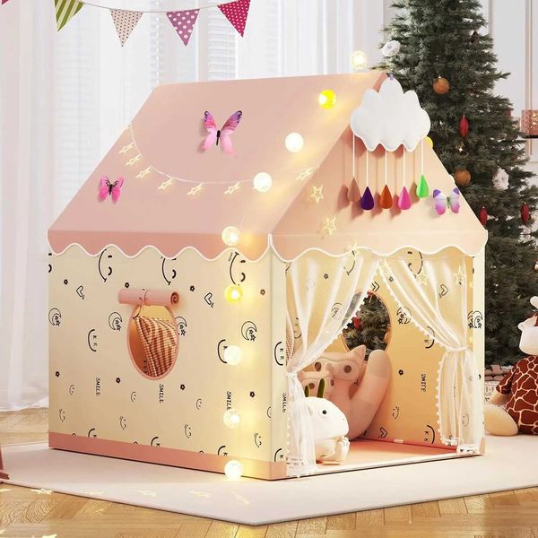 Kid Toys Tent Princess Castle Play House Cubby Children Small House Folding indoor Play tent Baby Tent Metal Frame No Light Ball X250210