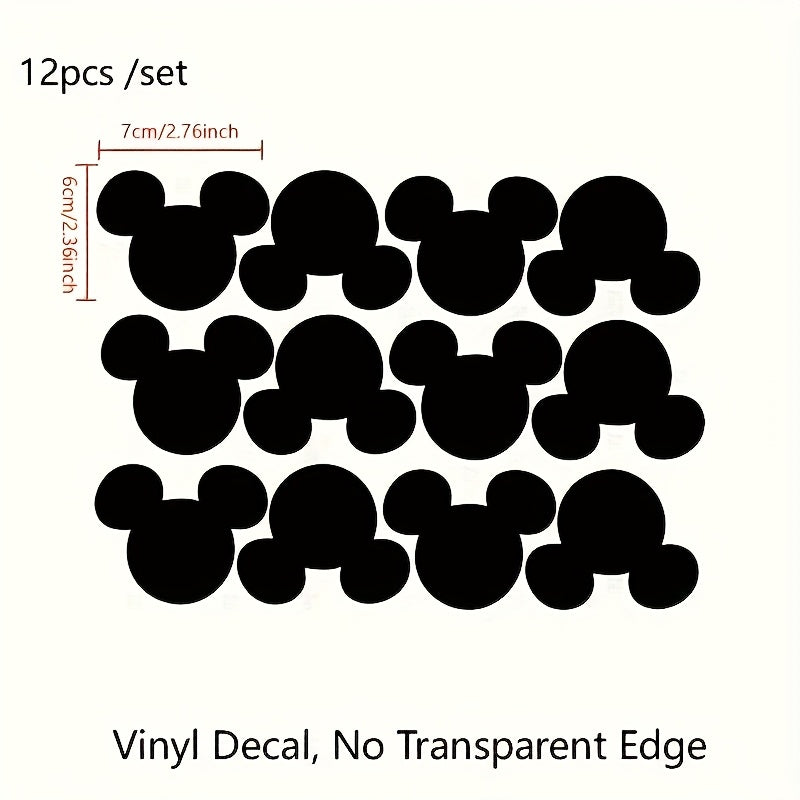 TEMU 12pcs Mouse Vinyl Wall Stickers - Cute Black Mouse , , Easy , Ideal For Birthday Party Decor, Cup Labels & Chalkboard Decals, Party Decoration