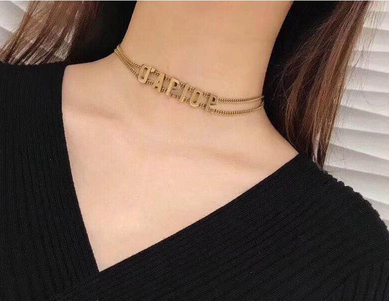 Popular fashion brand letter designer choker Necklace for lady Design Womens Party Wedding Lovers gift Luxury Jewelry for Bride With BOX