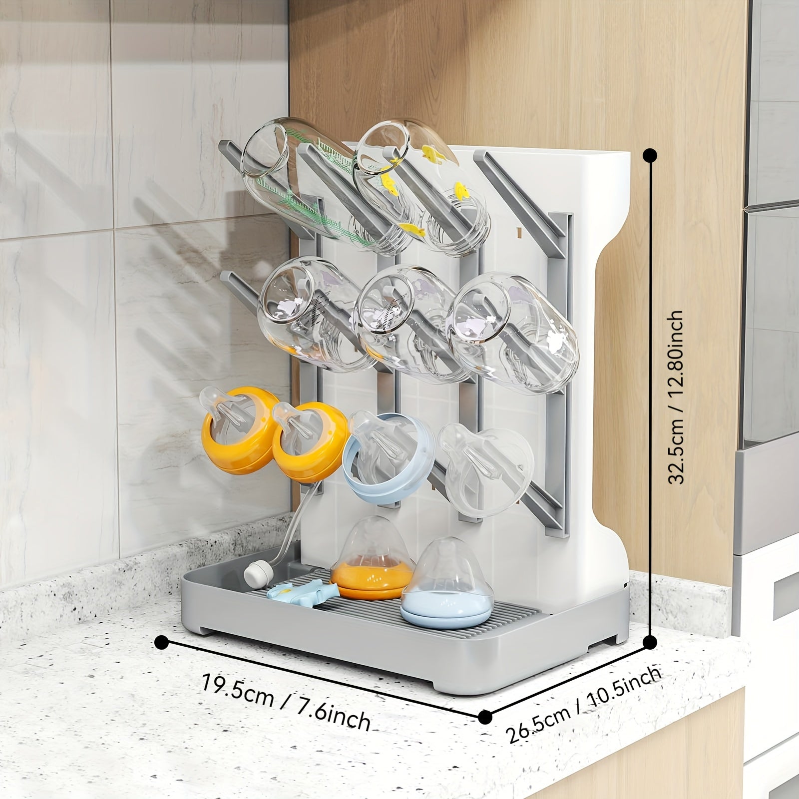 TEMU Baby Bottle Drying Rack-space Saving Vertical Bottle Dryer Holder - Baby Accessories Storage Stand Organize Brushes Pacifiers On Countertop -