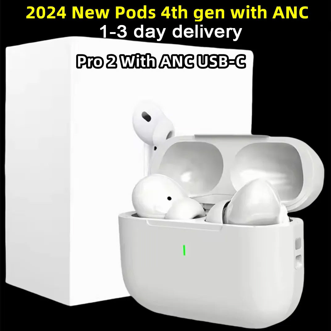 2024 Newest tws earbuds Pods 4th Gen With ANC earbuds Pods Pro 2 anc USB C earphones wireless Bluetooth Headset USB-C charging port For Xiaomi iPhon