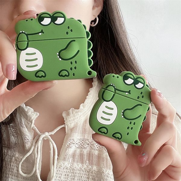 ddmygifts Little Crocodile Pro 2-3 Generation Bluetooth Earphone Cover Cute and Creative Cartoon Silicone Soft Shell Suitable A