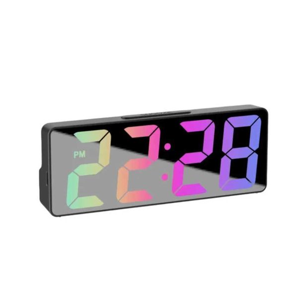 Voice Control Digital Alarm Clock Temperature Date 2 Alarm Snooze Night Table Clock 12-24H USB Plug-in Always On ClockT250115