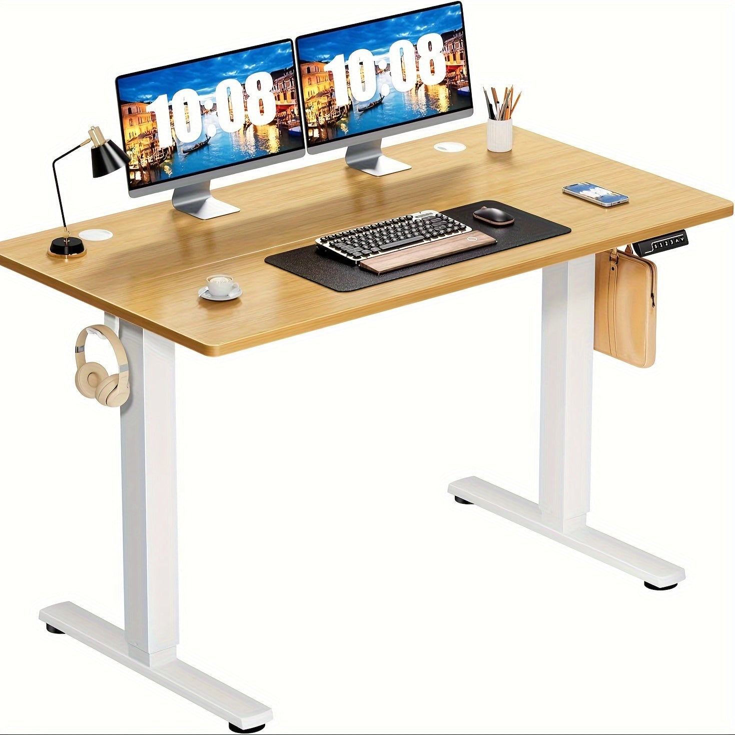 TEMU 48inches Standing Desk Adjustable Height Electric Sit Stand Up Desk For Restaurant, Gaming Desk Ergonomic Workstation For Home Office, Cafes,