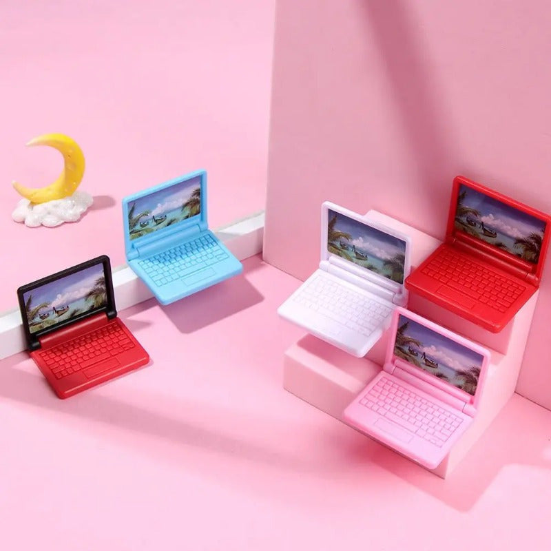 TEMU 5pcs Mini Dollhouse Laptop - A Modern Foldable Computer, Suitable For Mixed Color Combinations For Dolls, Decorative Accessories For Collectors
