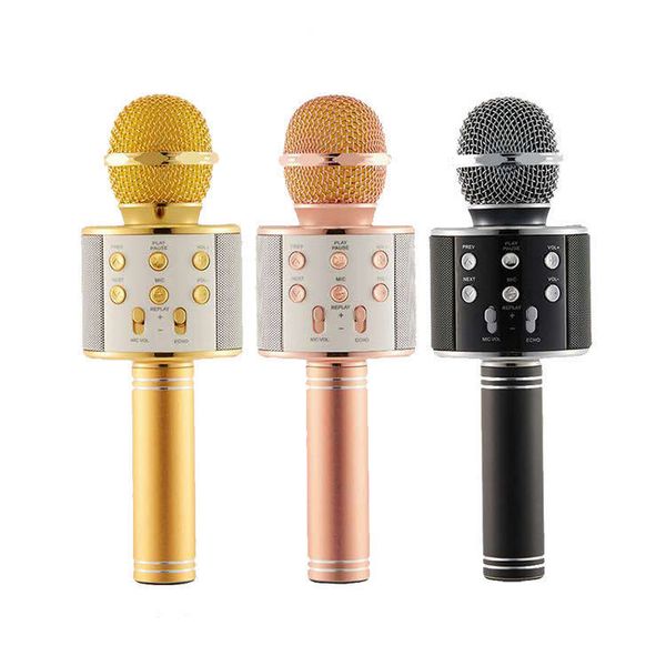 WS858 Wireless Karaoke Microphone Bluetooth-compatible Speaker 800mah Ktv Player for Xiaomi Huawei Samsung Smartphone For Kid Gift