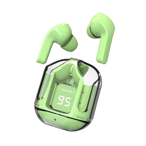 Transparent Bluetooth Headsets Wireless Earphones Waterproof Touch Control With Silicone Case For 2024 - Green