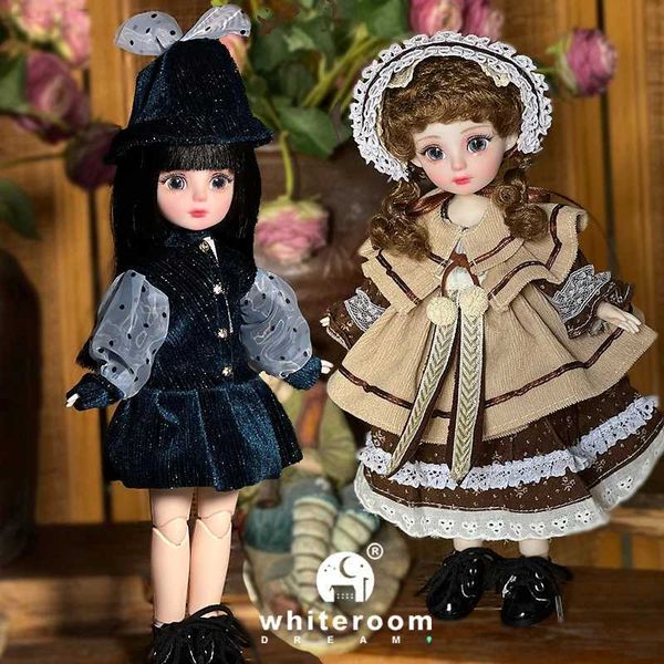 Ball jointed Doll Toys Bjd Dolls For Girls Dolls 1-6 Starry Gray Eyes 30cm Lolita Fashion Dress DIY Toy Children Birthday Gifts Y240731