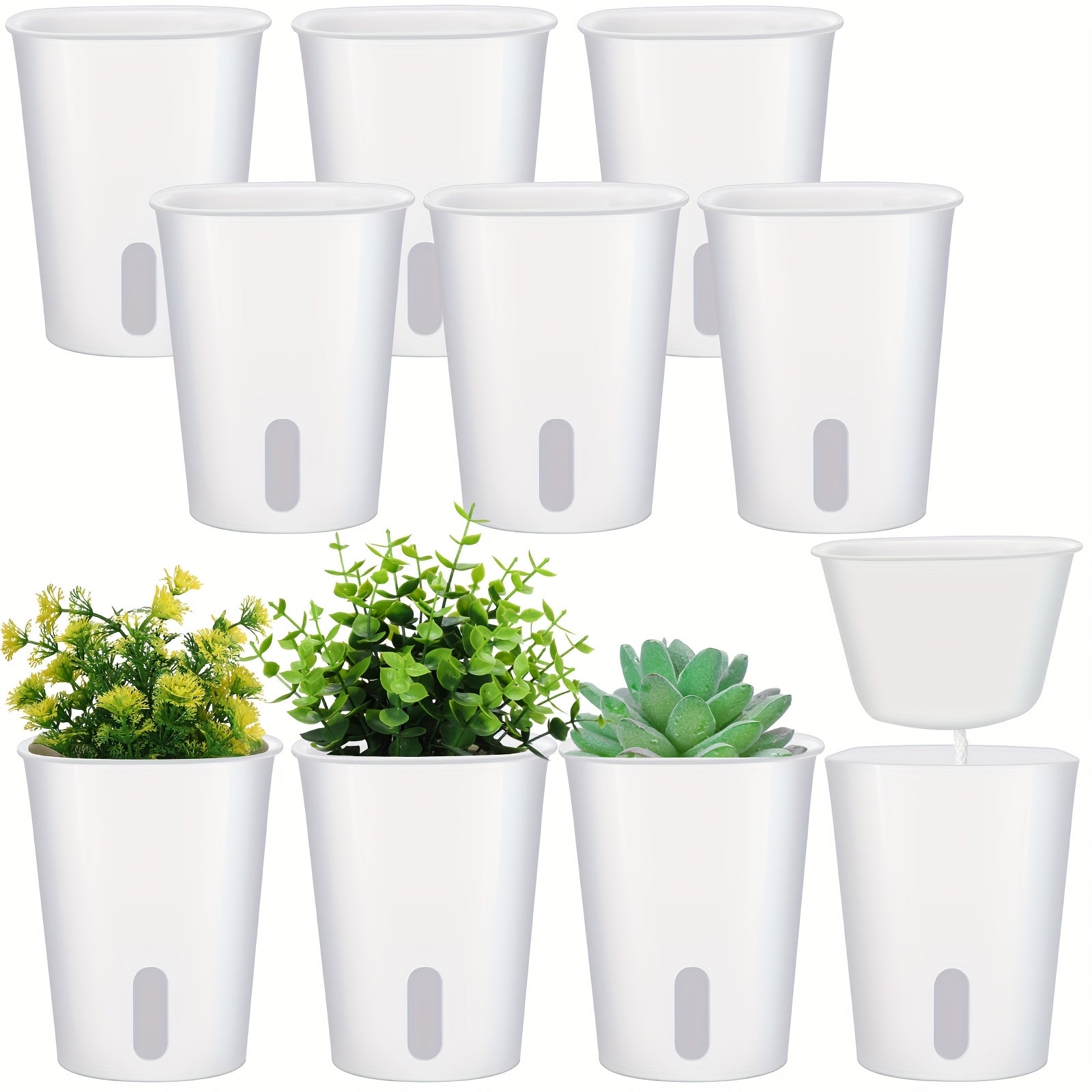 TEMU 10pcs 3 Inch Self Watering Pots Self Watering Planters For Indoor Planters Plastic Garden Flower Pots With Level Indicator Vents For Herbs
