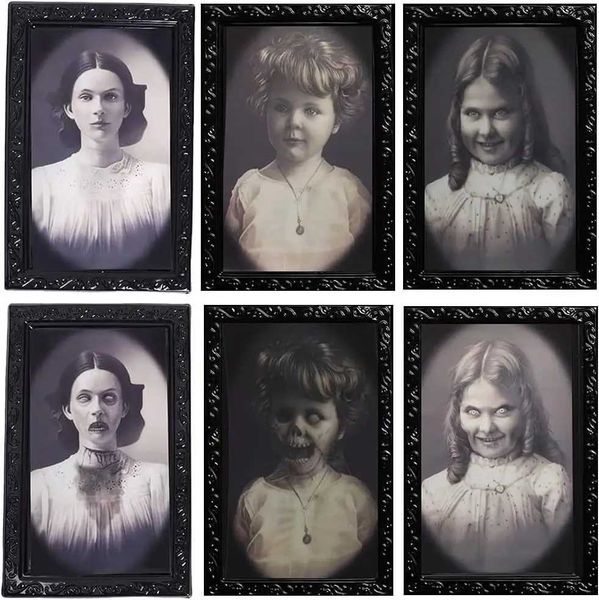 28*22CM Changeable 3D Ghost Face Photo Frame Horror Portrait Picture Halloween Party Horror Bar Haunted House Decoration Props Y240801