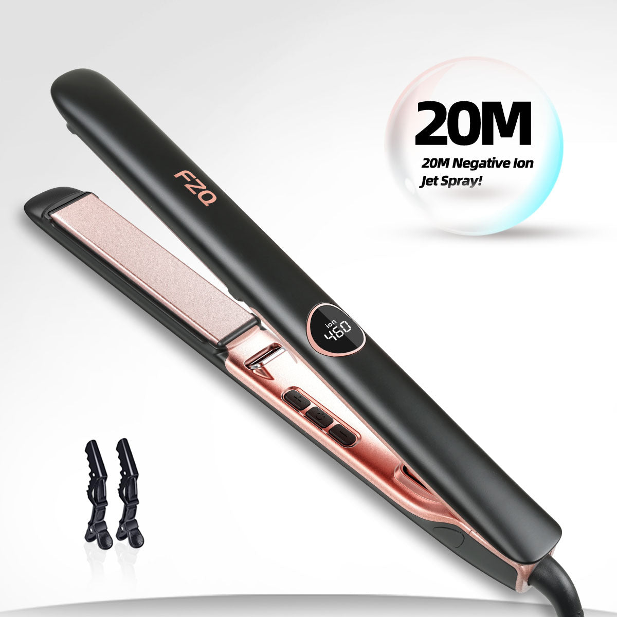 TEMU Fzq 20m Negative Ion Hair Straightener & Curler 3d Floating Precise Lcd Control 310°f-460°f Universal Voltage Multi Styler