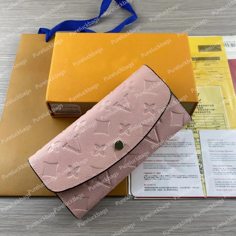 Fashion Designer Wallet Luxury Women Short Purse Embossed Flower Letters Wallets Credit Card Holders Ladies Plaid Money Clutch Bags with Orange Box