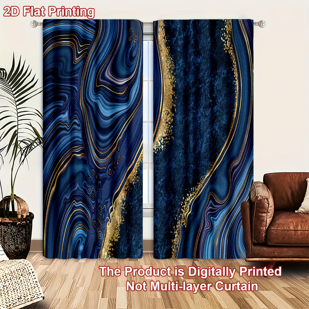 TEMU 2pcs-set 2d Flat Printing Marble Pattern Door Curtains Cartoon Curtains Light And Feel For Cozy Bedroom Chic Office Stylish Kitchen Living Room