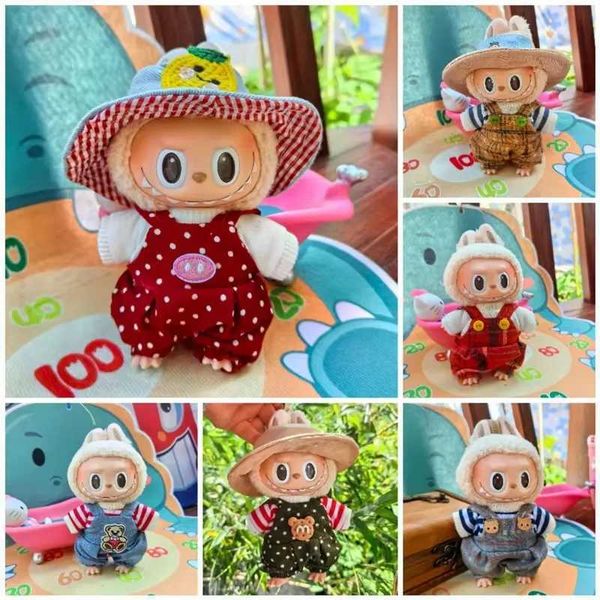 Plush Dolls Mini 17cm Cute Plush Dolls Clothes Outfit Accessories For Korea Kpop Exo Labubu Idol Dolls Denim overalls Clothing DIY Kid GiftY