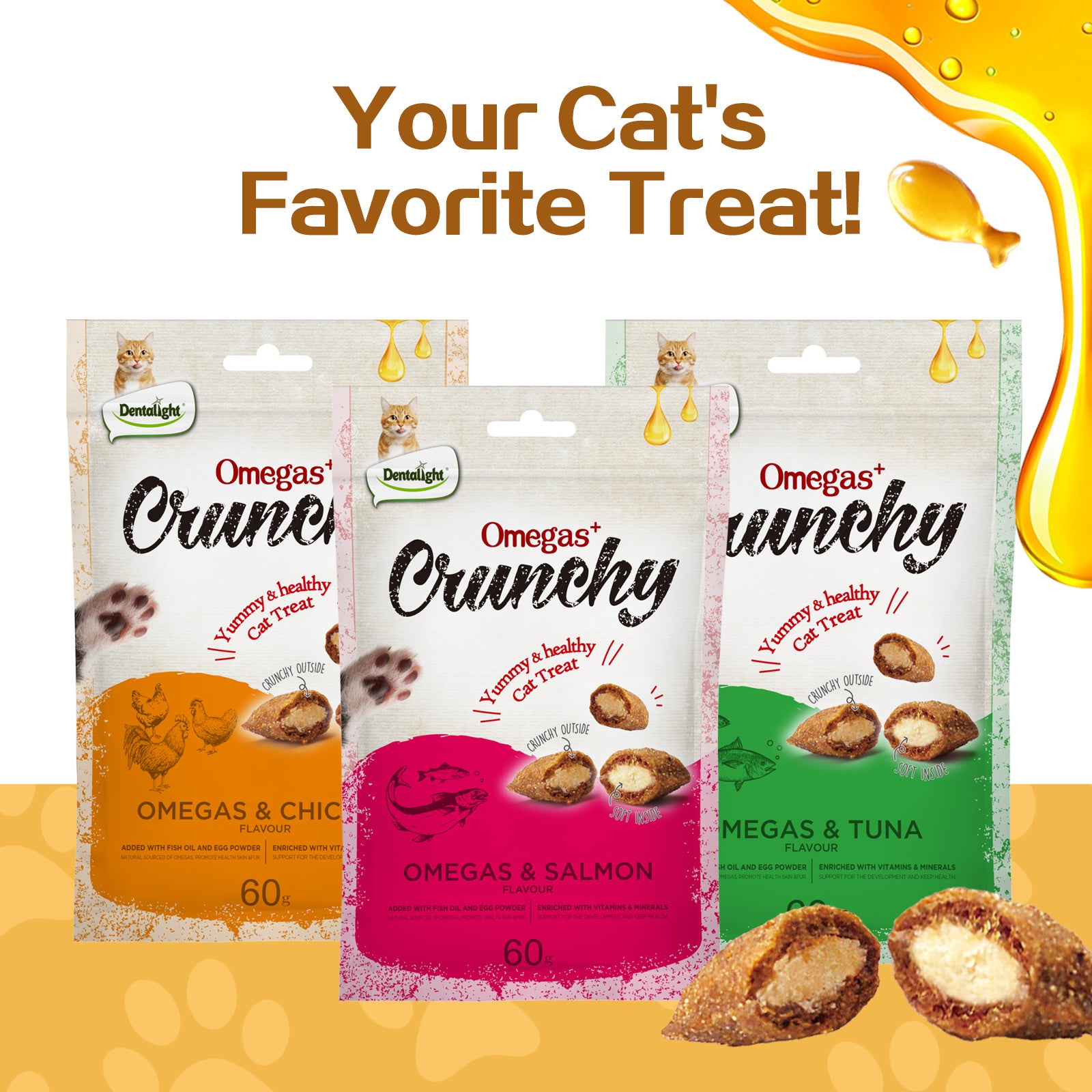 TEMU Crunchy Cat Treats Kitty Snack 60g X 3 Packs