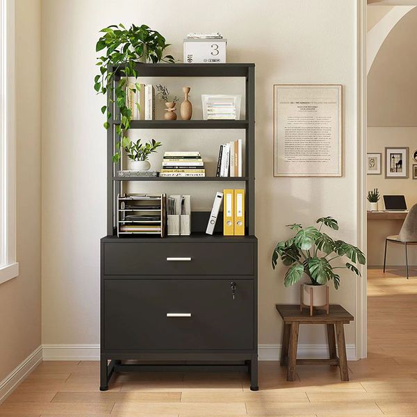 Consulting price, manufacturers for custom furniture vertical file cabinet bookshelves iron wood combined with modern simple style