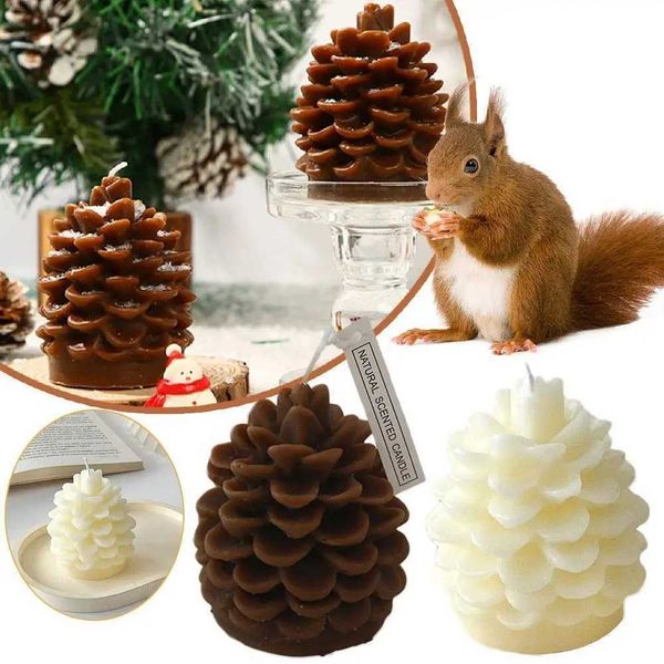 2Pcs Pinecone Candles Pine Cone Figural Art Candle Holiday Indoor Decoration Realistic Pinecone Home Cute Aromatherapy Candles Y250118