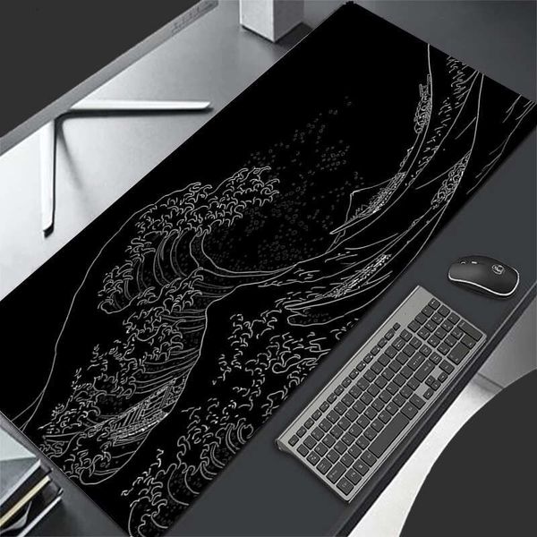 Mousepad Computer XL MousePads Keyboard Japan Black Sea Wave Gamer Soft Office Carpet Table Mat Desktop Mouse Pad