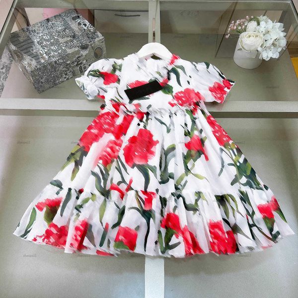 Luxury designer kids clothes girls dresses baby skirt lace Princess dress Size 90-150 CM Simulated silk cotton fabric child frock