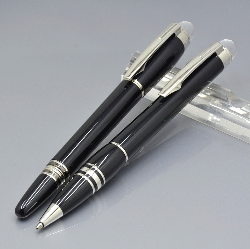 high quality Black - Silver Ballpoint pen - Roller ball pen - Fountain pen with Crystal head Office stationery write ball pens
