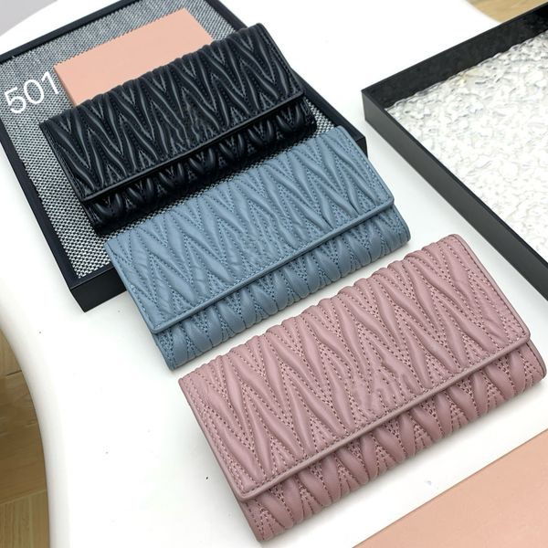 Luxury Bags Women Short Wallets Sweet Wrinkled Metal Letter Zipper Coin Purses Designer Brand Multiple Long Wallets Designer Ladies Clutch B