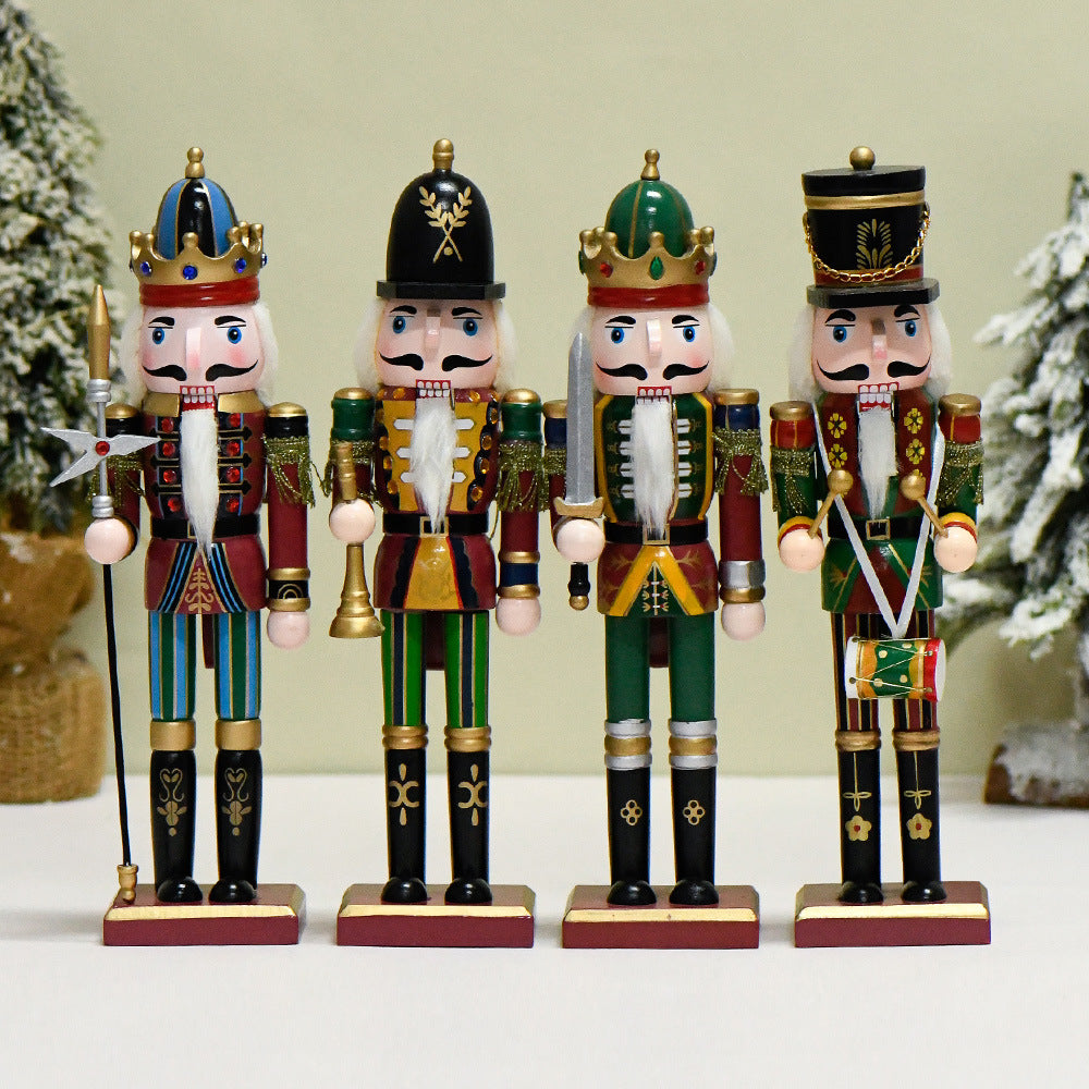30cm Christmas Nutcracker Home Decoration Wooden Ornament Soldier Display Theme Restaurant Children&#039;s Clothing Store Decors Accessory