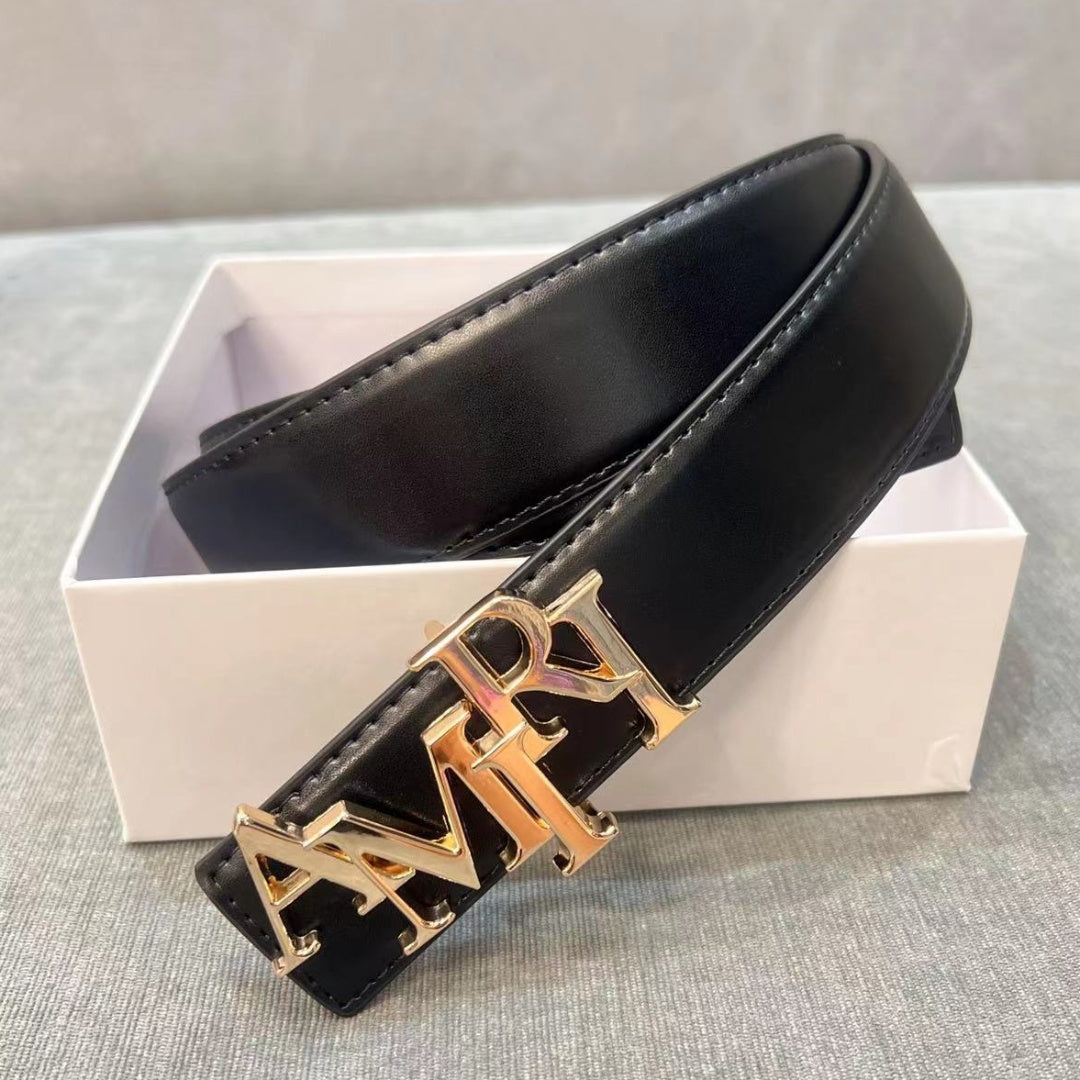 Top ami belt designer men women&#039;s belt 3.8 cm wide belt letter hollow luxury belt solid color versatile fashion formal belt