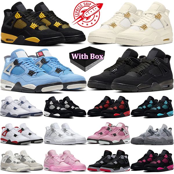 Free shipping Designer 4s Basketball Shoes Sports Sneakers 4 Black Cat University Blue Midnight Navy Cement Grey Red Thunder Mens Trainers W