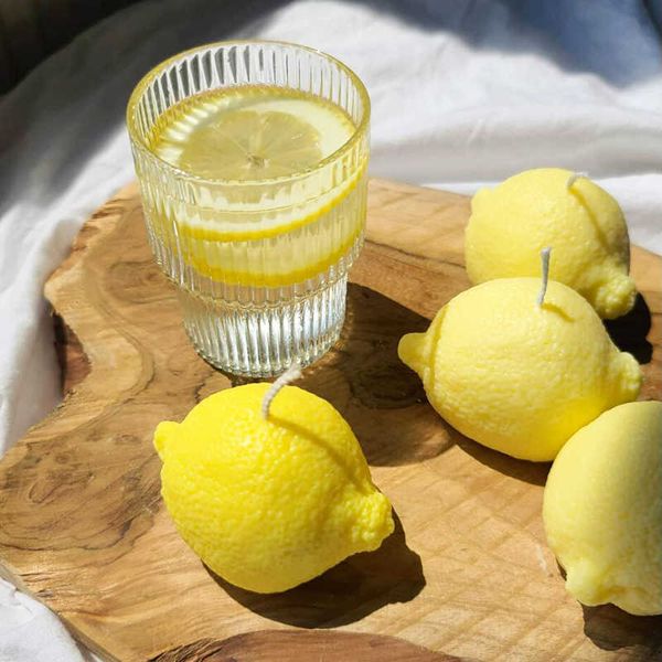 Scented Candle Lemon Scented Candles Green Yellow Lemons Aroma Natural Soy Wax Creative Bedroom Decor Birthday Wedding Party Gift Dropshippi