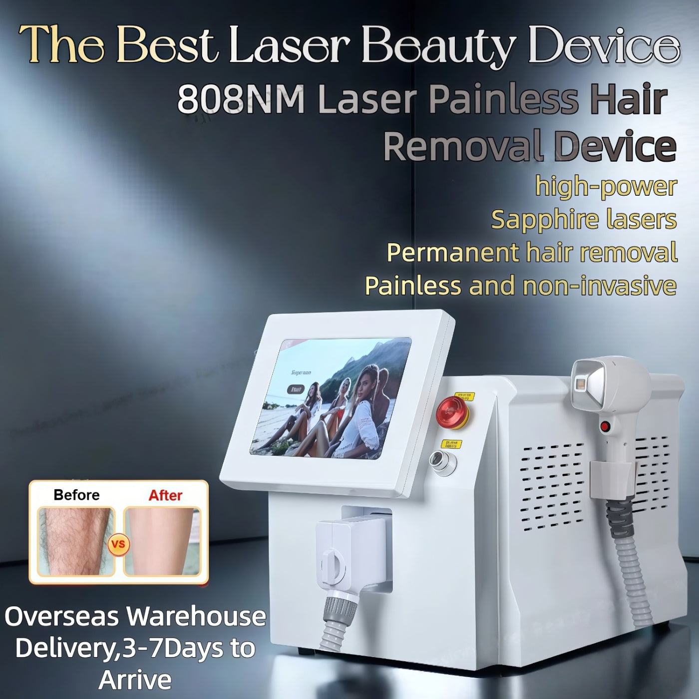 New 3 wavelengths Portable Soprano Diode Ice Titanium Laser Body Hair Removal Machine 755nm 808nm 1064nm Alexandrite Device Permanent painless