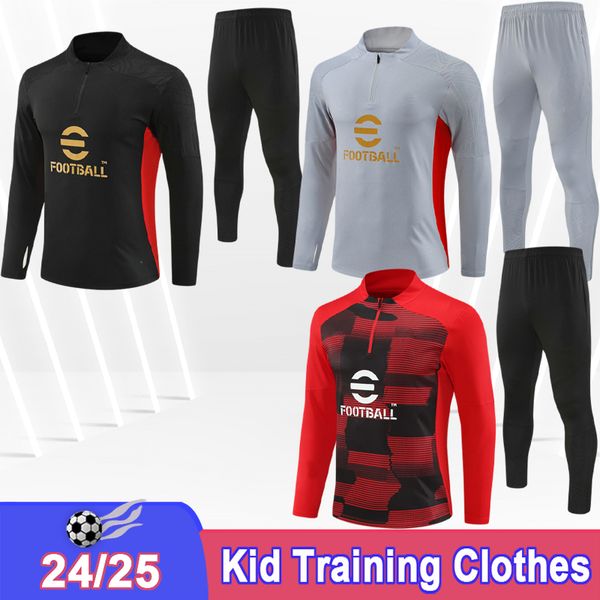 24 25 CALABRIA Training Wear kids Kit Soccer Jersey BENNACER MORATA PULISIC REIJNDERS OKAFOR CHUKWUEZE TOMORI Half Zip Football Shirts
