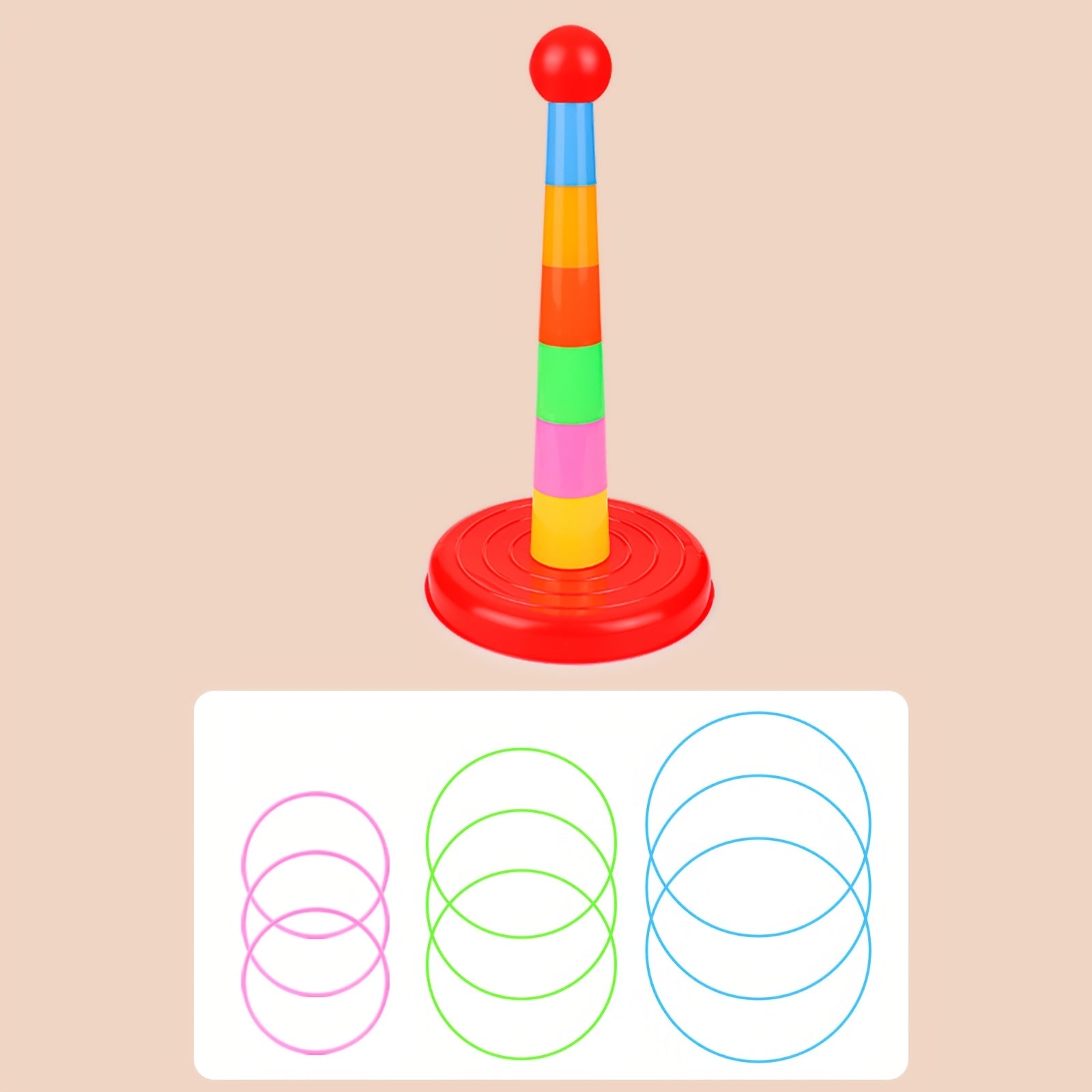 TEMU 1 Set Kids Tower - Durable Plastic Material, Parent-child Interactive Toy, Indoor & Outdoor Educational Puzzle, Fun Competition For Kindergarten