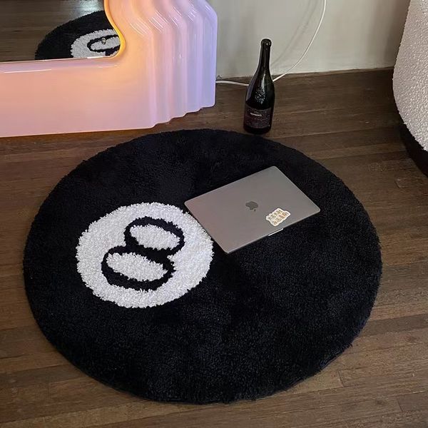Carpets Black Color Round Rug For Living Room Sofa Coffee Table Floor Cushion Study Bedroom Dirt-resistant Non-slip Decoration