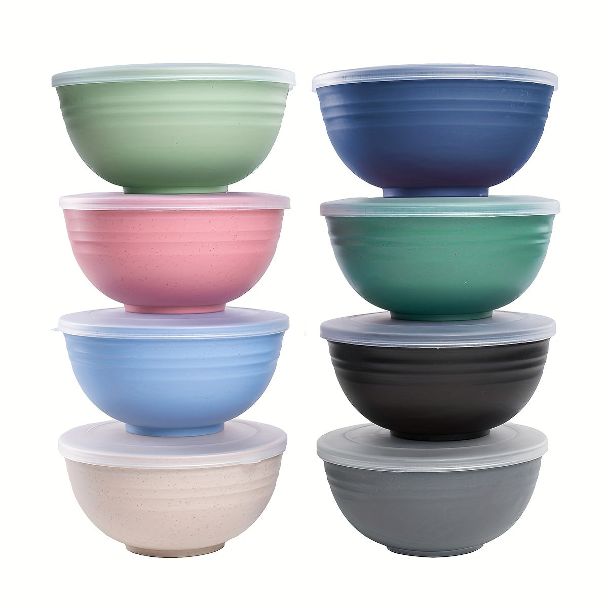 TEMU 8pcs Wheat Straw Cereal Bowls, Resuable Bowls, 24 Oz, Microwave And Dishwasher Safe, The Included Cover It Easy To Carry When Out, To Worry