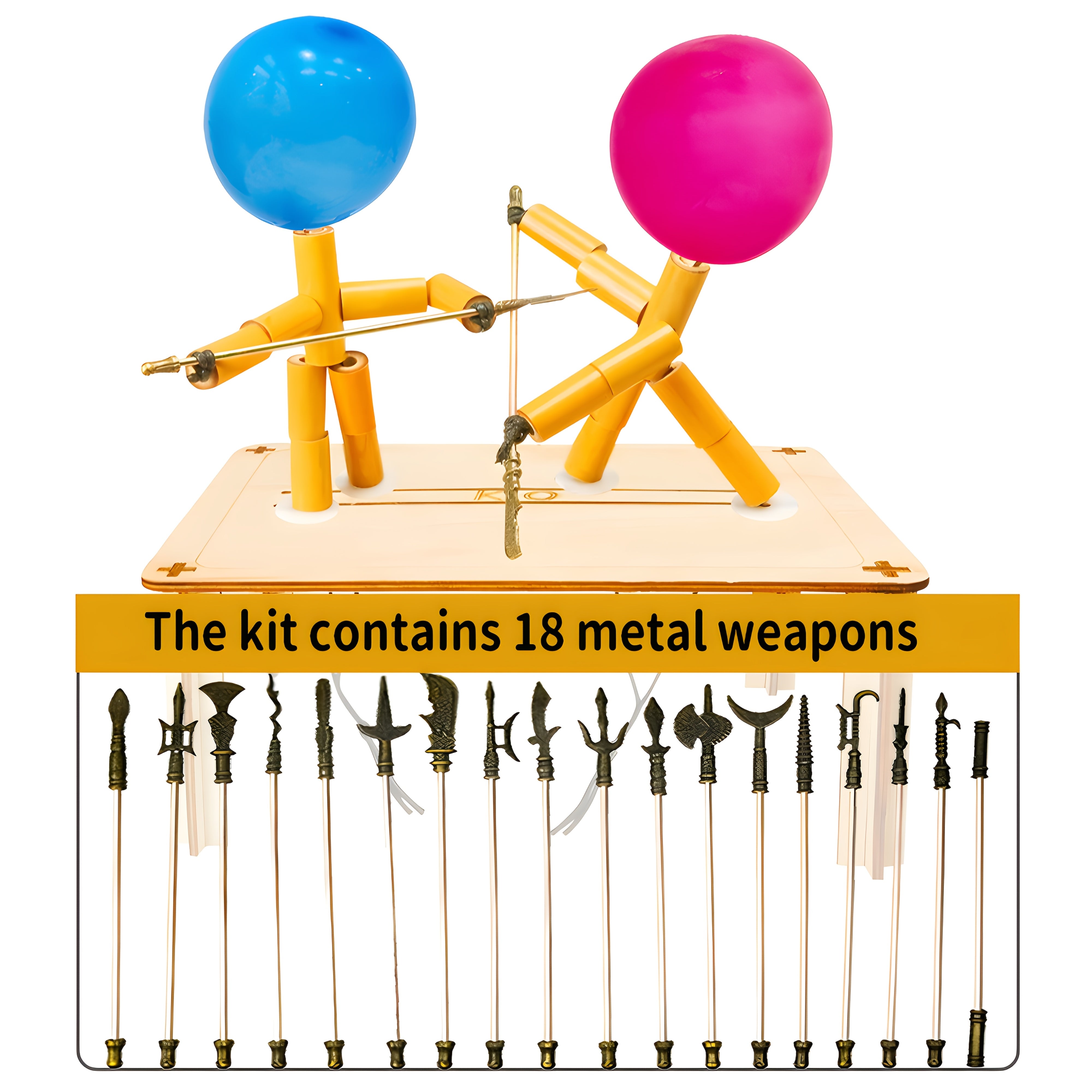 TEMU Bamboo Jointed Tabletop Toy: Two-player Pull-string Doll Desktop Game Interactive Toy