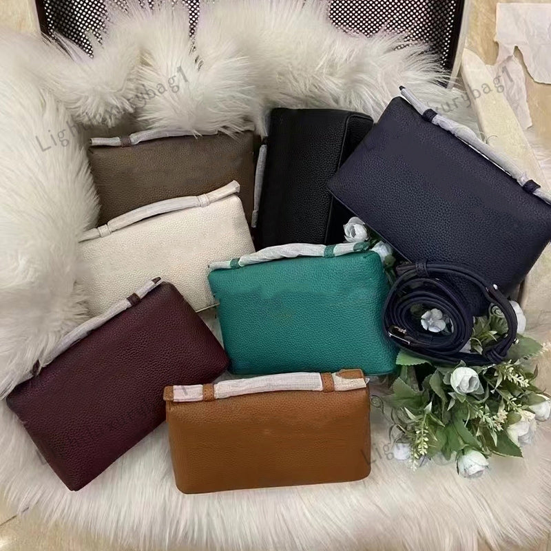 Designer Double Zipper Rectangular Handbag Fine Ostrich Leather Grain Luxury Backpack Pattern Detachable Classic Women Mini Tote Lunch Box Bag cosme