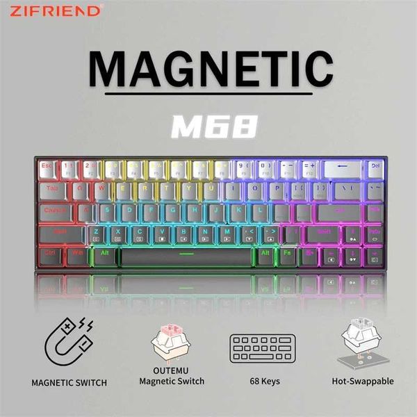 ZIFRIEND M68 Magnetic Switch Mechanical Keyboard RGB 8K RT 68 Keys OEM PBT Keycap Wired Professional Gaming Keyboard for EsportsM240715
