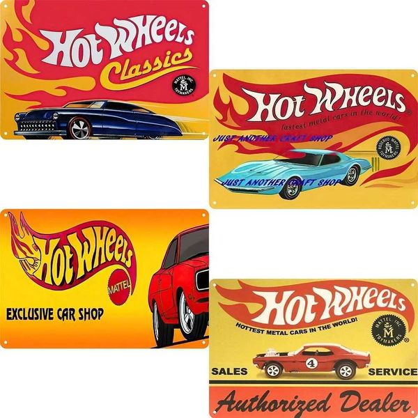 Hot Wheels metal sign wall art decoration retro kitchen bedroom coffee shop bar living room wall decoration signXJ241010