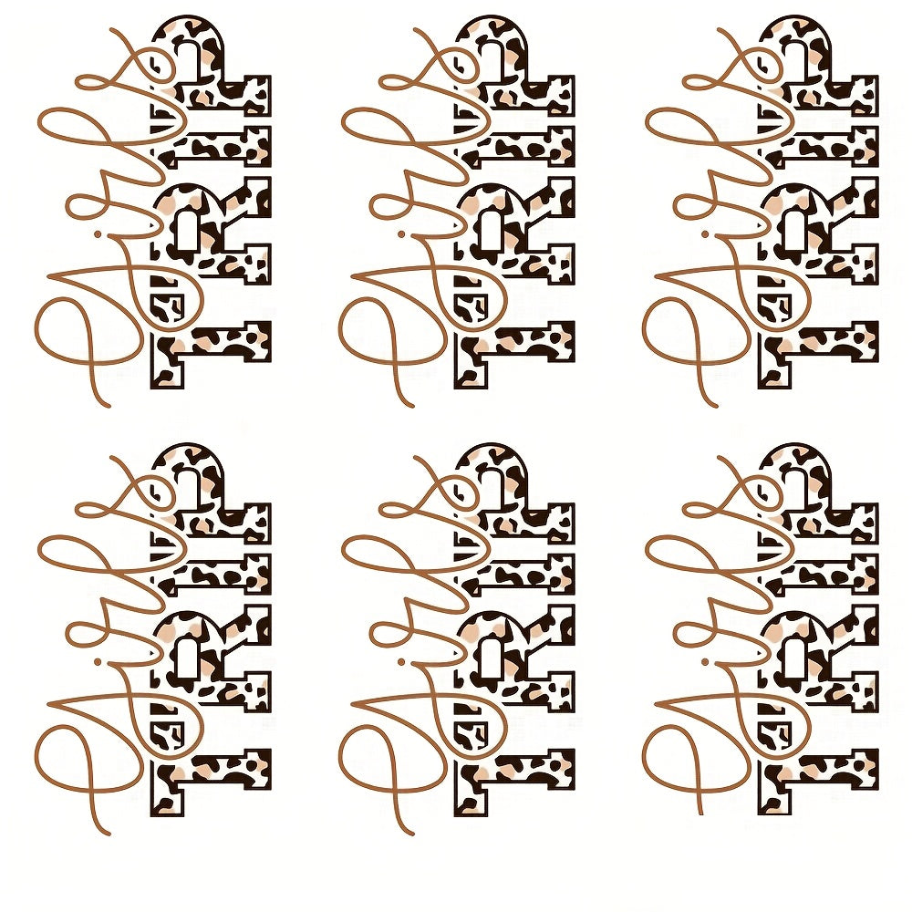 TEMU 6pcs 'girls Trip' Leopard Print Iron-on Transfer Stickers , Washable Decals For Diy T-shirts And Clothing, Perfect Travel Gift For