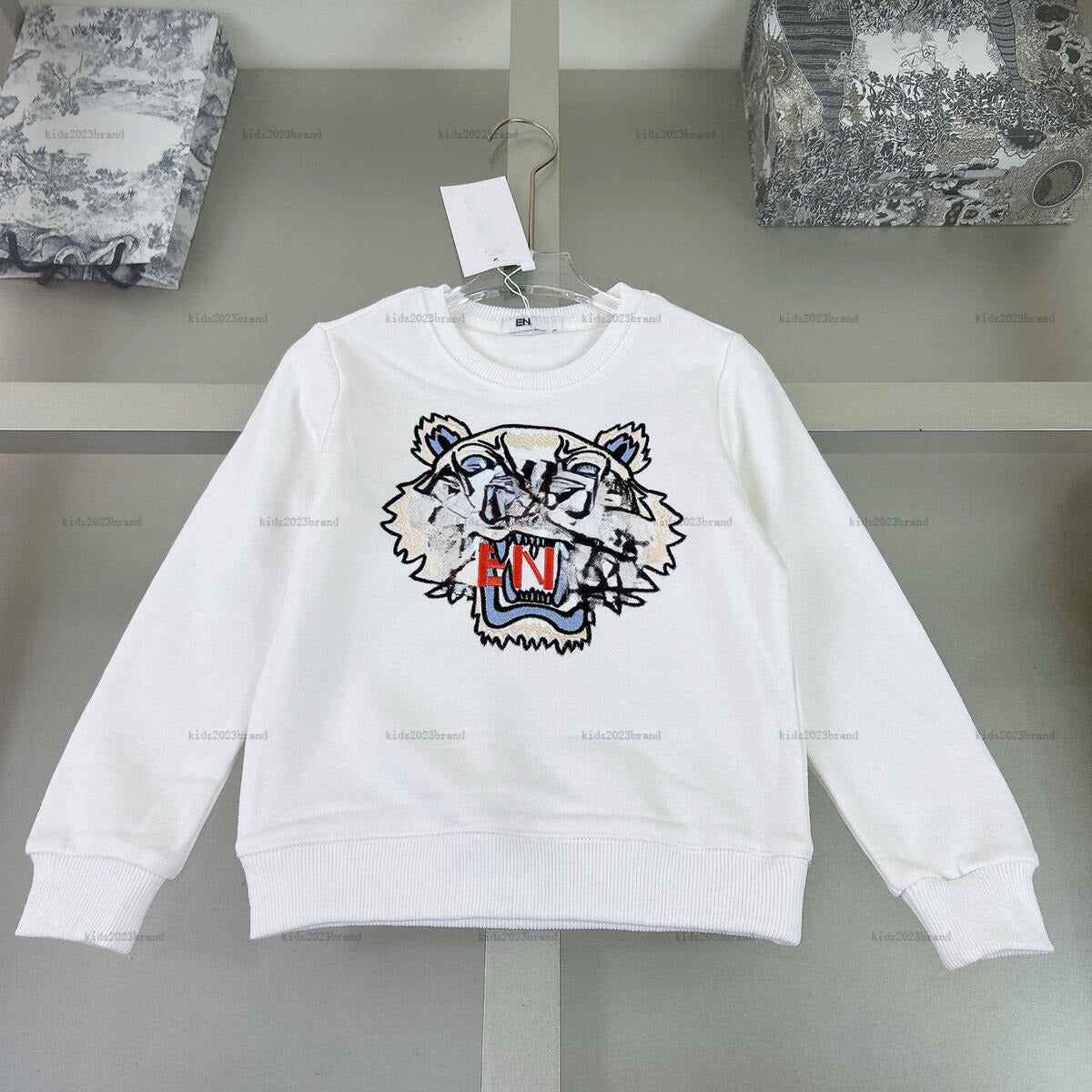 New baby sweater Multi color selection kids turtleneck girls boys hoodie Tiger Head Pattern child pullover A816X23N221