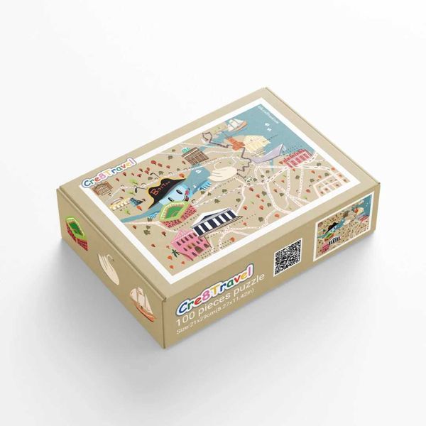 Explore Boston 100-Piece Puzzle with QR Code Map | Fun Educational Ci Landmarks for Kids Adts by Cre8Travel Z250117