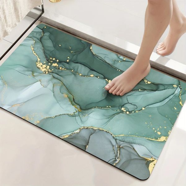 Marble patterned bathroom anti slip mat absorbent toilet floor mat home bedroom door mat bathroom carpet kitchen area carpet 240823